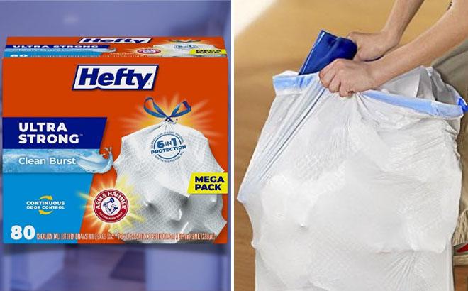 Hefty 80 Count Trash Bags Clean Burst Scent