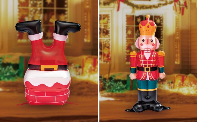 Holiday Time Inflatable Santa Chimney and Nutcracker King