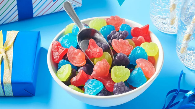 Jolly Rancher Gummies Assorted Fruit Flavored Candy in a Bowl