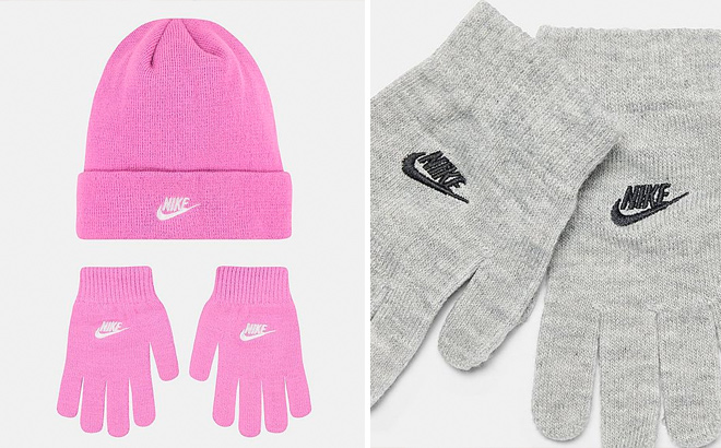 KIDS NIKE FUTURA BEANIE HAT AND GLOVES SET