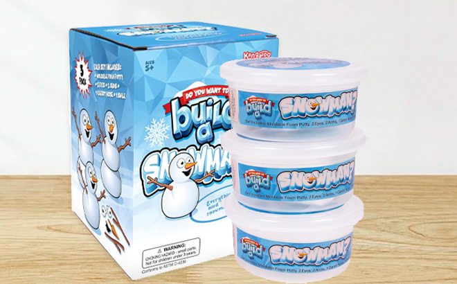 Kangaroos Snowman 3 Pack Building Kit on a Table