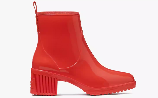 Kate Spade Puddle Rain Booties in Fresh Tomato Color