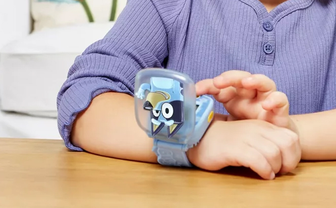 Kid Playing with Their VTech Small Bluey Wackadoo Watch