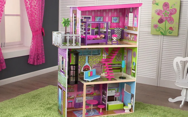 KidKraft Super Model Wooden Dollhouse in a Room