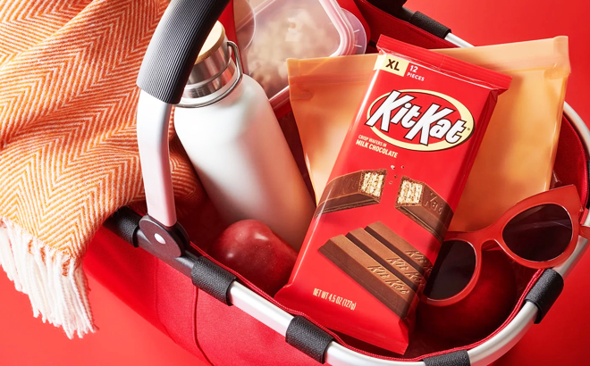 Kit Kat Milk Chocolate Wafer XL Candy Bar in a basket