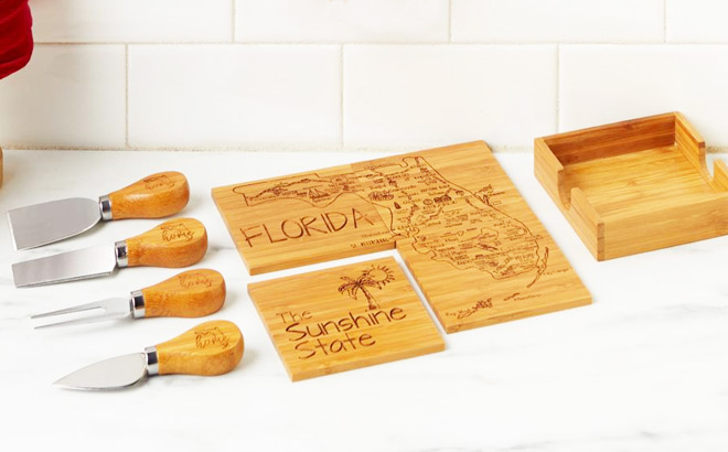 Knives and Coasters on Kitchen Counter