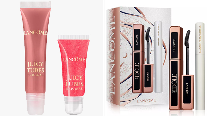 LANCOME 2 Piece Juicy Tubes Holiday Set and 2 piece Lash Idole Holiday Mascara Set