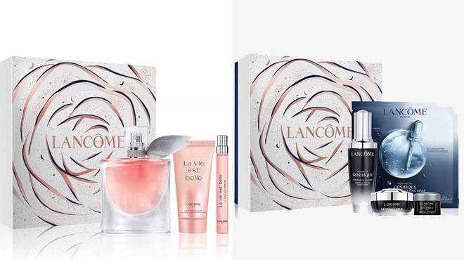 LANCOME 3 Pc La vie est belle Eau de Parfum Extraordinary Moments Holiday Gift Set and Advanced Genifique Holiday Skincare Set