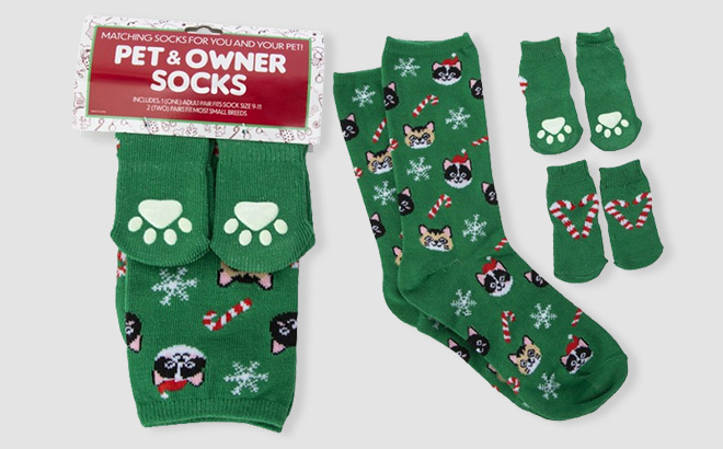 Ladies Pet Owner Matching Holiday Socks Set