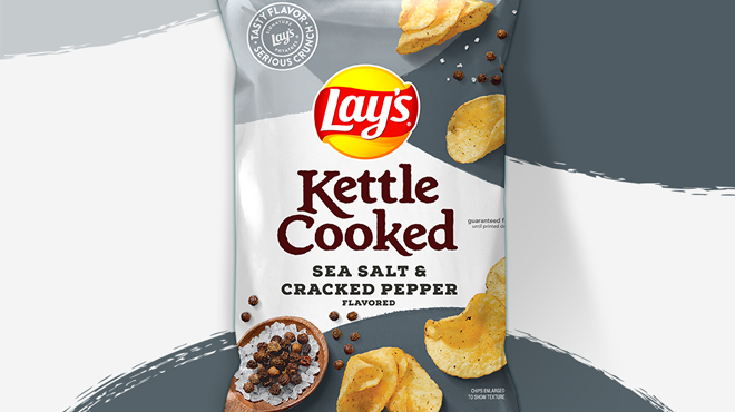 Lays Kettle Cooked Potato Chips 8 Oz Sea Salt Cracked Pepper