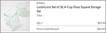 Locknlock 4 Piece Glass Storage Set Checkout Screenshot