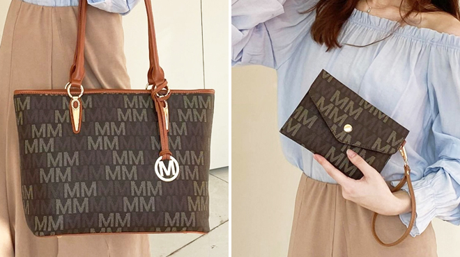 MKF Alexy M Signature Tote on the Left and Matching Wallet on the Right