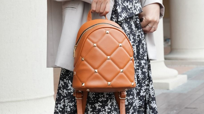 MKF Hayden Quilted Vegan Leather with Studs Womens Backpack