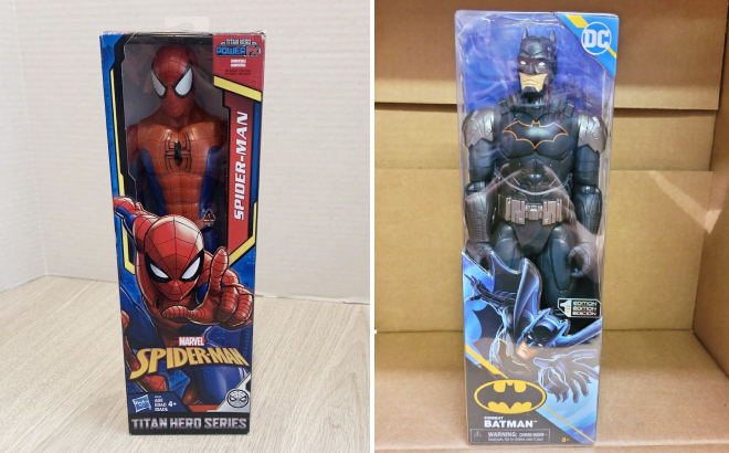 Marvel Titan Hero Series Spider Man 12 Inch Action Figure and DC Comics Batman 12 inch Action Figure