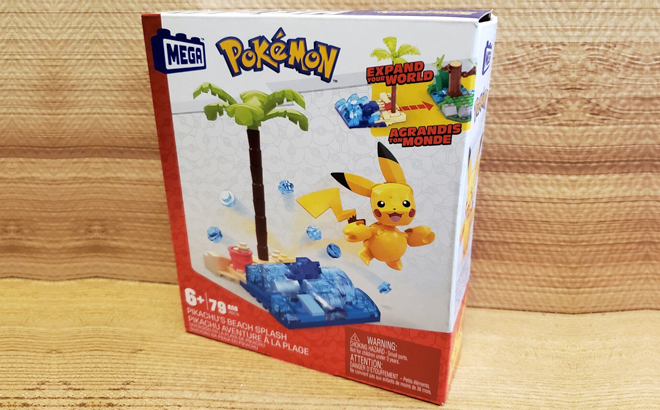 MEGA Pokemon Building Toy Kit Pikachu's Beach Splash (79 Pieces) for Kids 
