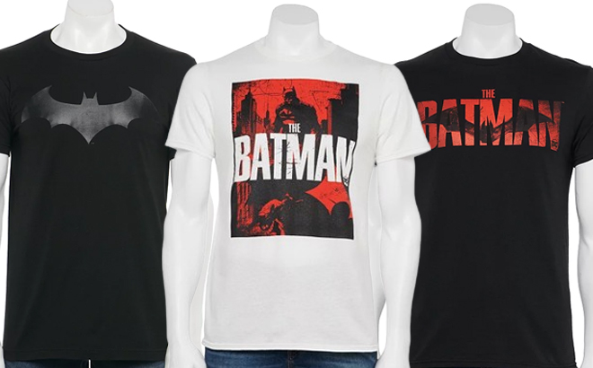 Mens Batman Logo Tees Assorted Designs and Colors