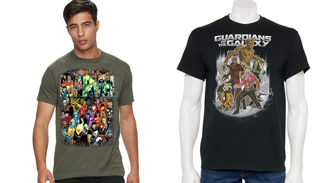 Mens Marvel Comics Group Character Tee and Marvel Guardians Of The Galaxy Team Graphic Tee