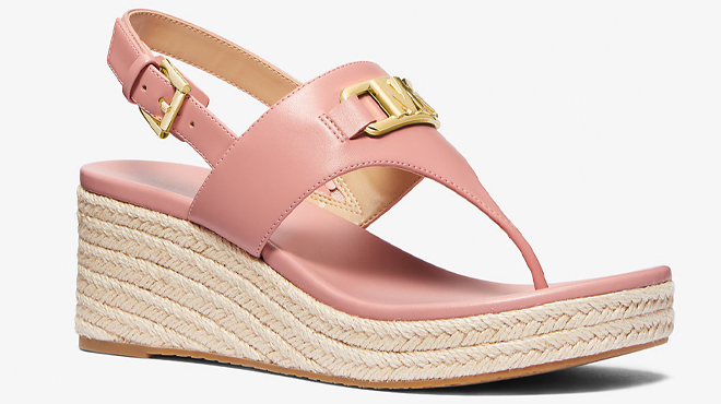 Michael Kors Camila Faux Leather Wedge Sandal in Primrose color