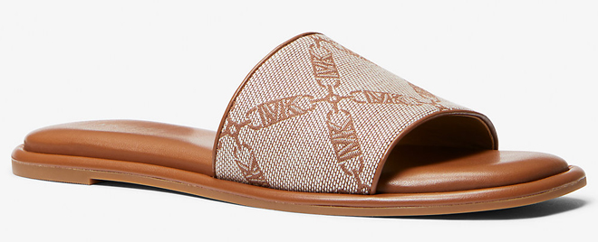 Michael Kors Hayworth Empire Logo Jacquard Slide Sandal