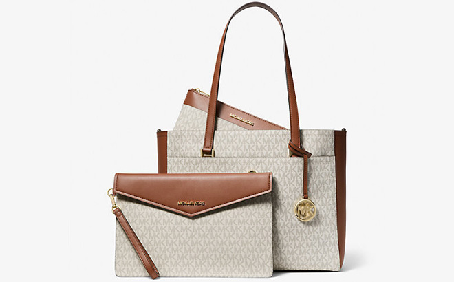 Michael Kors Maisie Large Logo 3 in 1 Tote Bag in Vanilla Color