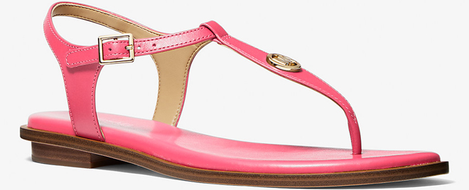 Michael Kors Mallory Leather T Strap Sandal Geranium