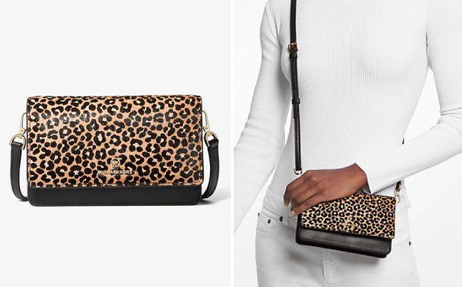 Michael Kors Small Leopard Print Calf Hair Smartphone Crossbody