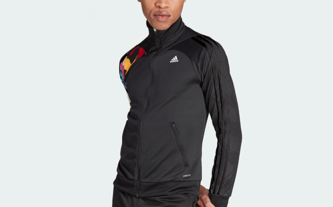 Model Wearing an Adidas Womens Tiro Training Pride Track Jacket