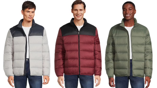 Models Wearing Mens Packable Puffer Jackets