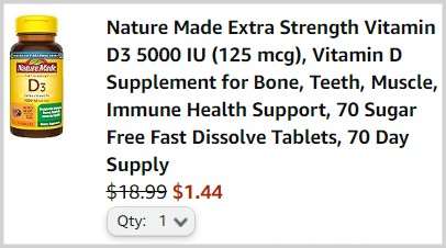 Nature Made D3 Vitamins Checkout