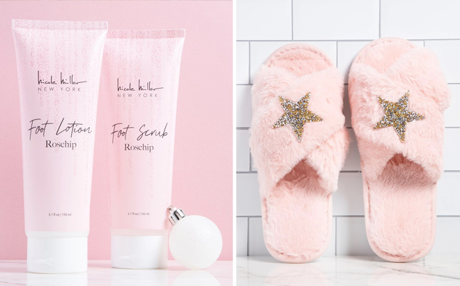 Nicole Miller Bath and Body Gift Set with Slippers