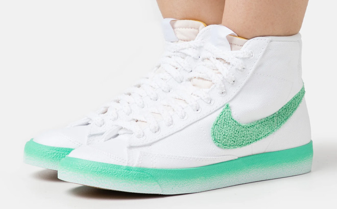 Nike Blazer 77 AUMX2 Mid Sneakers in White and Green