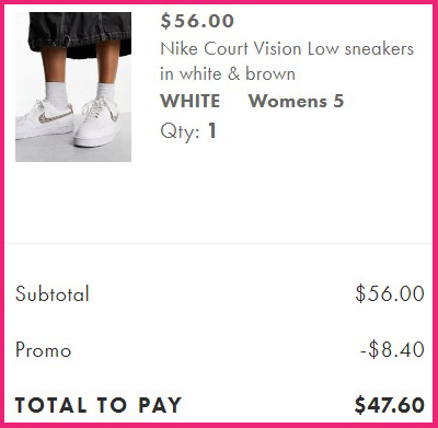 Nike Court Vision Low Sneakers Order Summary