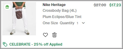 Nike Crossbody Bag Checkout Screen