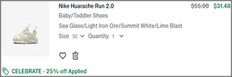 Nike Huarache Run 2 0 Toddler Shoes Cart Screenshot