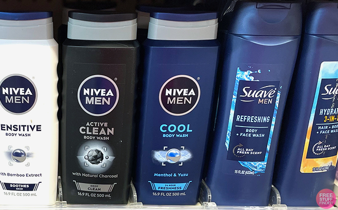 Nivea Mens 3 Pack Cool Body Wash in shelf