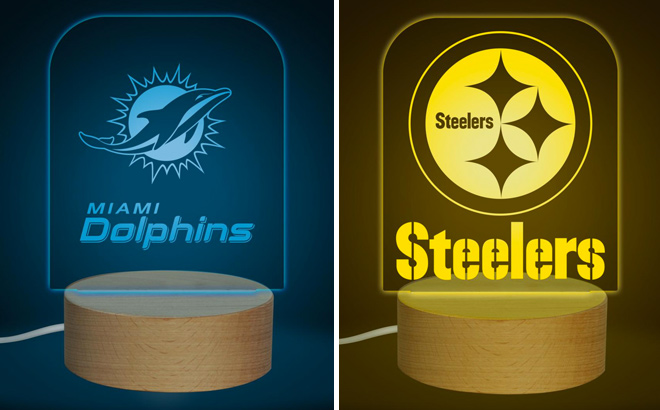 Officially Licensed NFL LED Desk Light Dolphins and Steelers