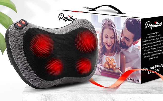 Papillon Shiatsu Back and Neck Massager with Heat on the Table