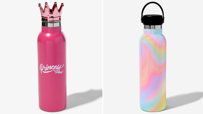 Princess Vibes Stainless Steel Water Bottle and Pastel Rainbow Tie Dye Stainless Steel Water Bottle