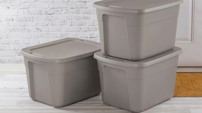 Room Essentials 18 gal Storage Totes in Gray