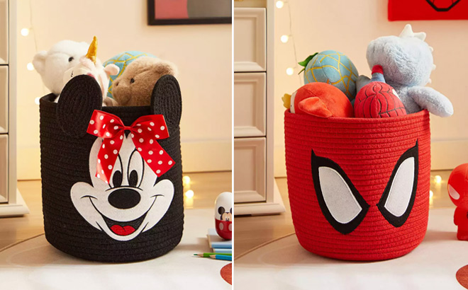 Rope Storage Baskets Minnie Mouse and Marvel Spider Man