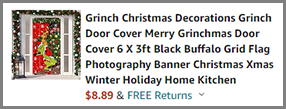 Screenshot of Grinch Christmas Door Cover Low Price at Amazon Checkout