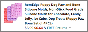 Screenshot of Silicone Dog Treat Molds 4 Pack Low Price at Amazon Checkout