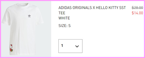 Screenshot showing the final price for Adidas Hello Kitty Kids Tee