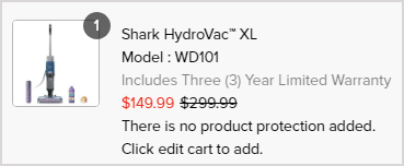 Shark HydroVac XL Checkout Screenshot