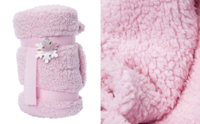 Solid Color Sherpa Blanket in Pink Color