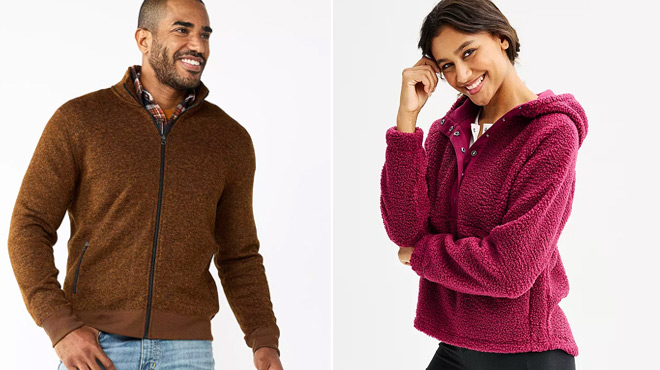 Sonoma Mens Fleece Sweater Jacket on the right and SO Juniors Tunic Pullover Jacket on the left