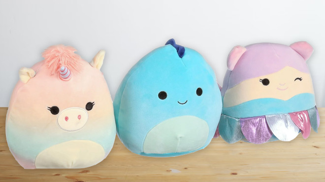 Squishmallows Kellytoy Plush Fantasy Squad 3 Pack on a Table