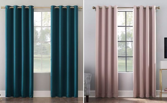 Sun Zero Oslo Blackout Theater Grade Solid Grommet Single Curtain Panel