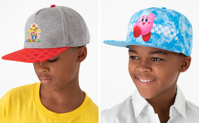 Super Mario Bros Snapback and Kirby Snapback Kids Cap