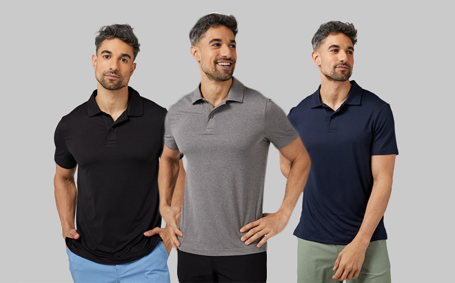 Three Different Colors of 32 Degrees Mens Cool Classic Polo